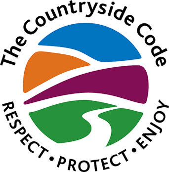 Logo image. Circular design with the words 'The Countryside Code - Respect - Protect - Enjoy'
                            around the outside and coloured shapes depicting the sky, two crossing fells and a field with a path 
                            winding through